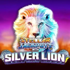 Jackpots logo of Stellar Jackpots with Silver Lion from Lightning Box Game at Spinhub Casino